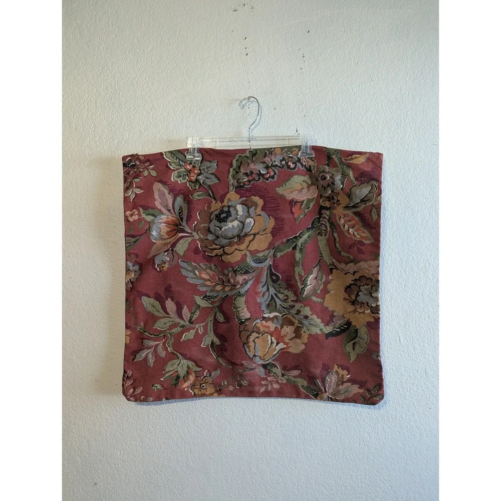 Pottery Barn Vanessa Floral Pillow Cover Red Sage Green 24x24 Square Euro Sham